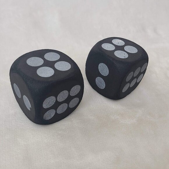 Black Foam Dice Black with White Spots 2.25" Set of 2 Two Party Game Decor - Picture 5 of 6
